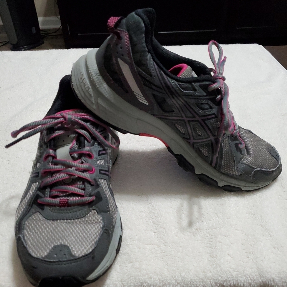 Asics Gel-Venture 6 Womens size 8.5 Trail Running Shoes Grey Pink Sneakers